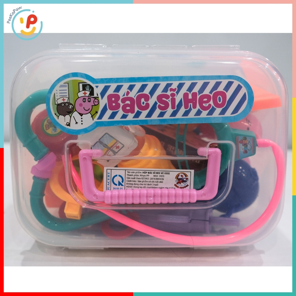 Hộp đồ chơi bác sĩ Heo Hồng 0332 kèm phụ kiện đồ chơi nhập vai hàng Việt Nam– PeeKaPaw Toys