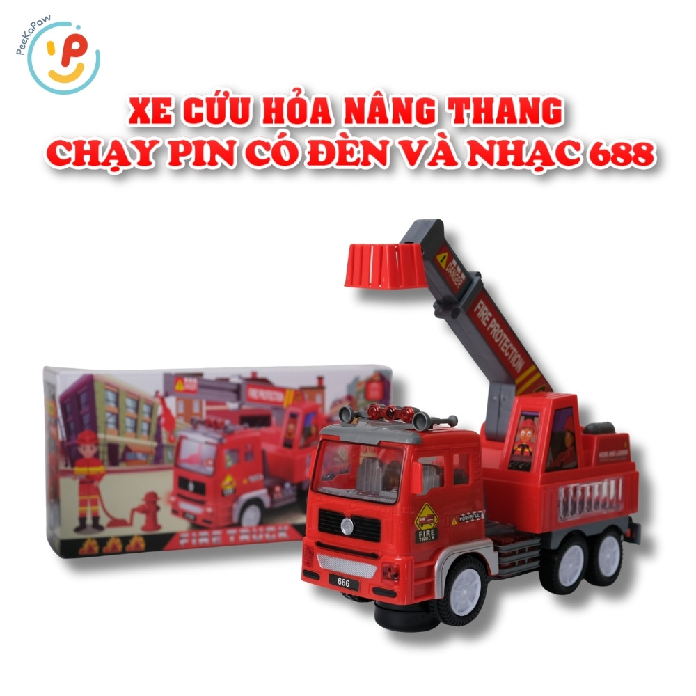 Đồ Chơi Xe Cứu Hoả Chạy Pin Có Đèn Âm Thanh 688 PeeKaPaw Toys