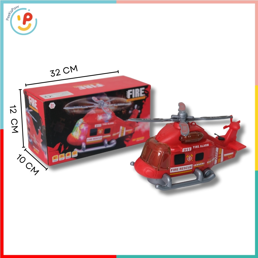 Máy bay trực thăng cứu hoả có phun khói đèn nhạc 8843 PeeKaPaw Toys