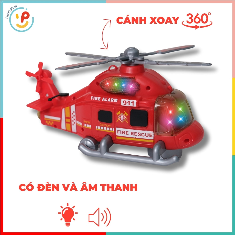 Máy bay trực thăng cứu hoả có phun khói đèn nhạc 8843 PeeKaPaw Toys