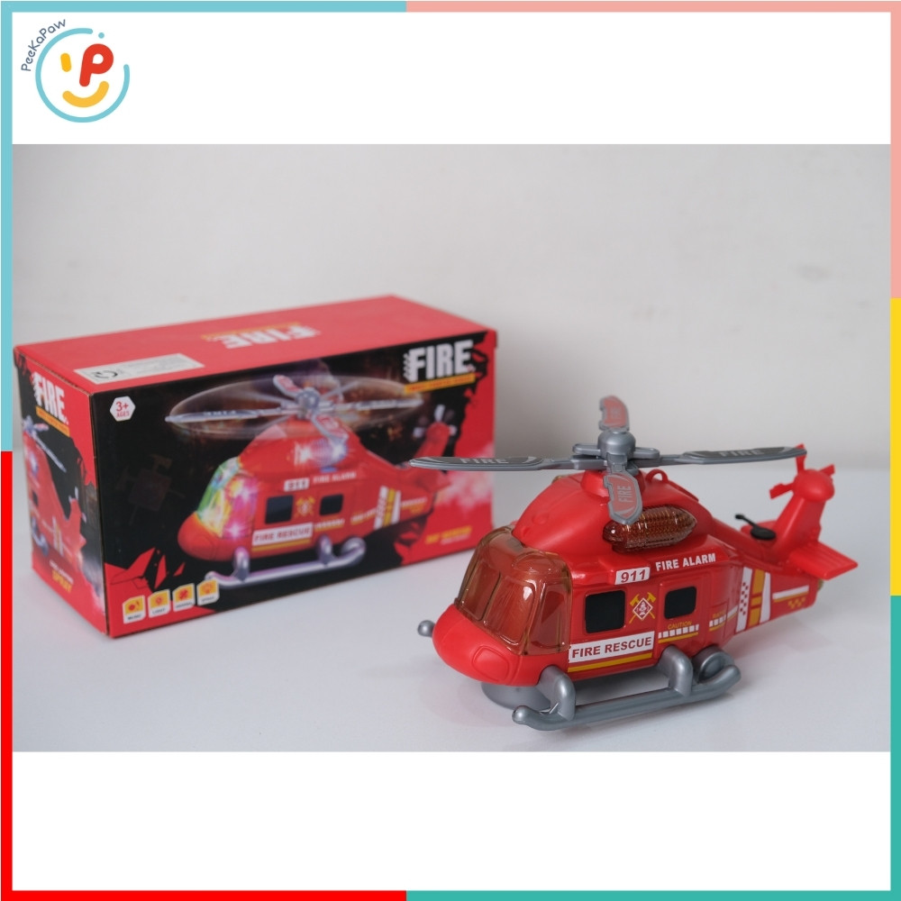 Máy bay trực thăng cứu hoả có phun khói đèn nhạc 8843 PeeKaPaw Toys
