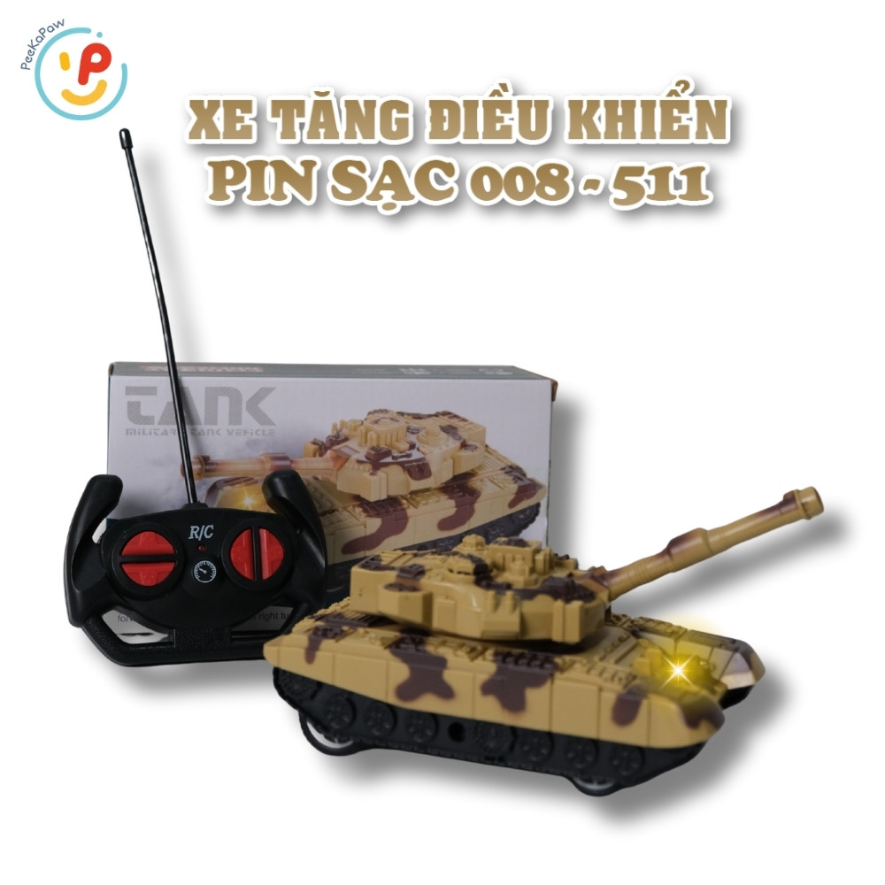 Xe tăng điều khiển từ xa pin sạc chạy bánh xích 008-511 PeeKaPaw Toys