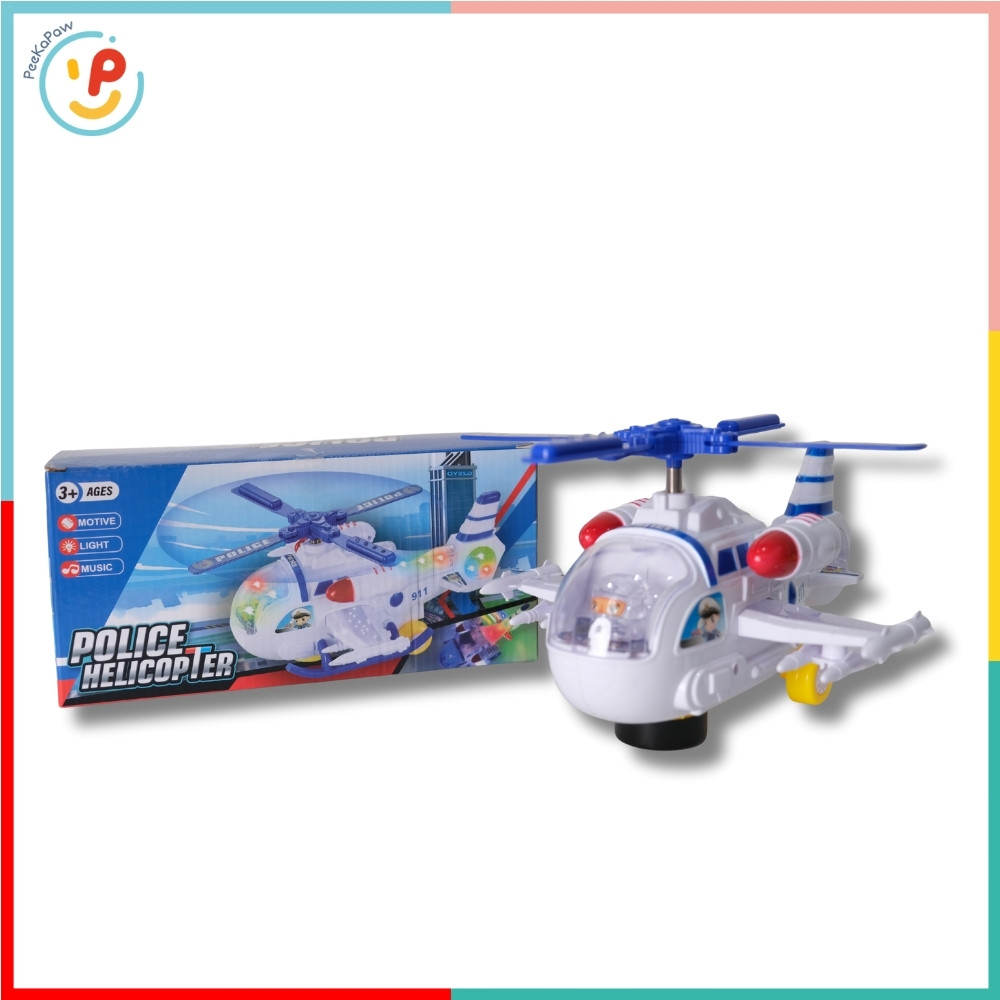 Máy Bay Trực Thăng Cảnh Sát 8640 Có Đèn Nhạc Xoay 360° PeeKaPaw Toys