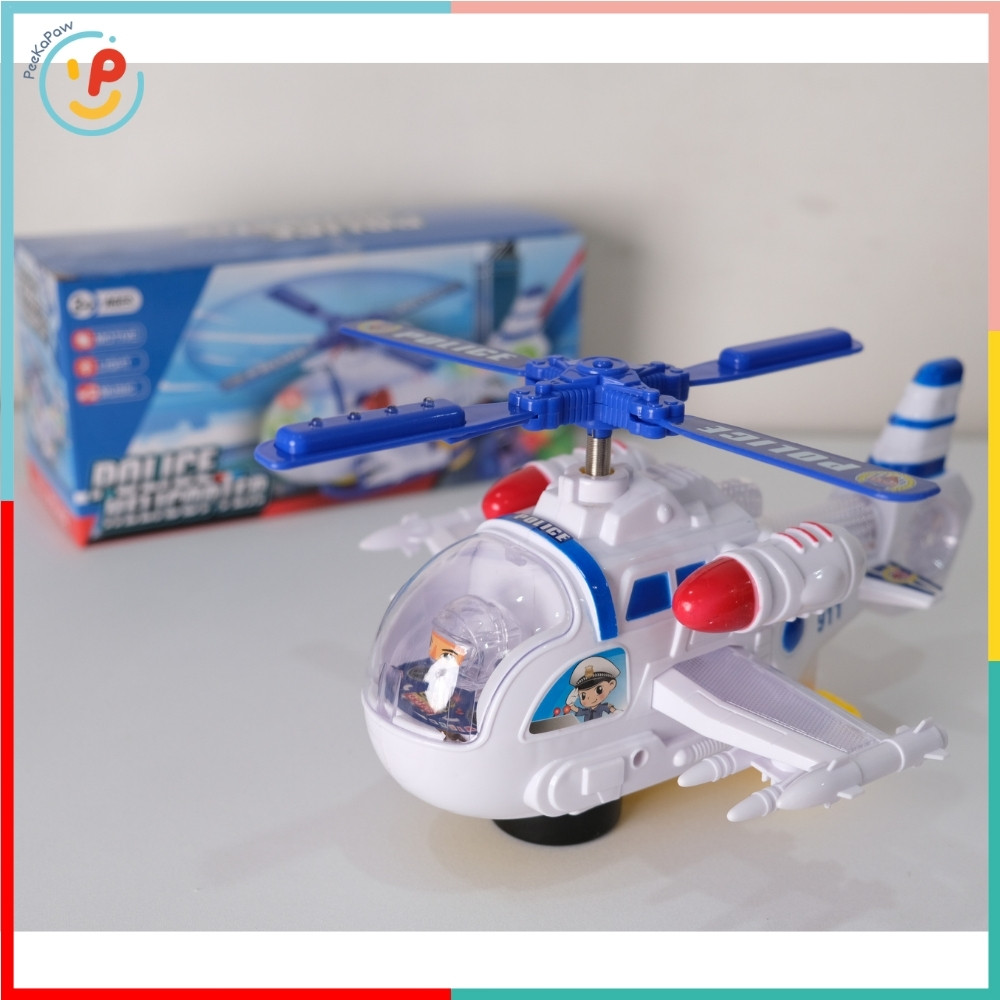 Máy Bay Trực Thăng Cảnh Sát 8640 Có Đèn Nhạc Xoay 360° PeeKaPaw Toys