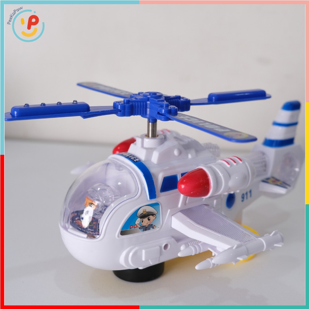 Máy Bay Trực Thăng Cảnh Sát 8640 Có Đèn Nhạc Xoay 360° PeeKaPaw Toys