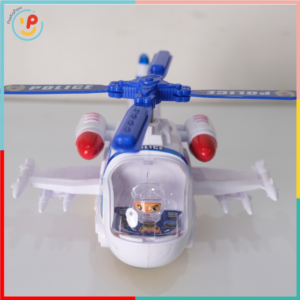 Máy Bay Trực Thăng Cảnh Sát 8640 Có Đèn Nhạc Xoay 360° PeeKaPaw Toys