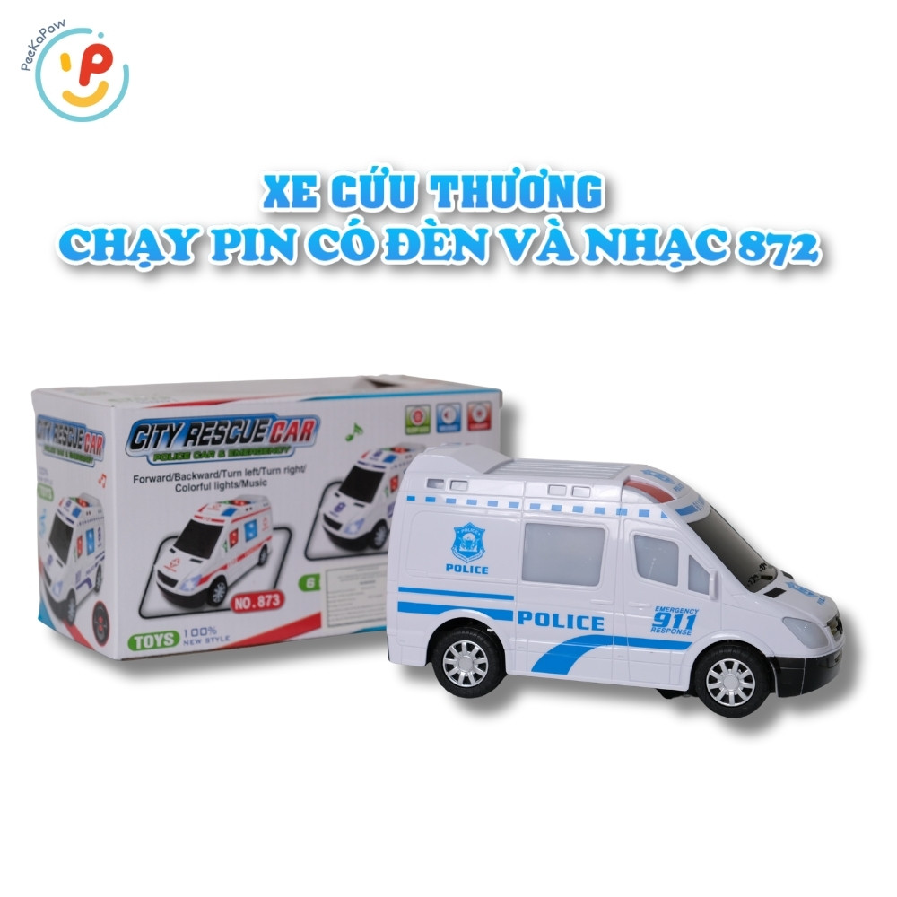 Xe cứu thương chạy pin có đèn âm thanh 872 PeeKaPaw Toys