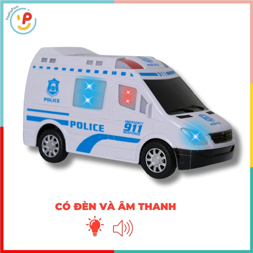 Xe cứu thương chạy pin có đèn âm thanh 872 PeeKaPaw Toys