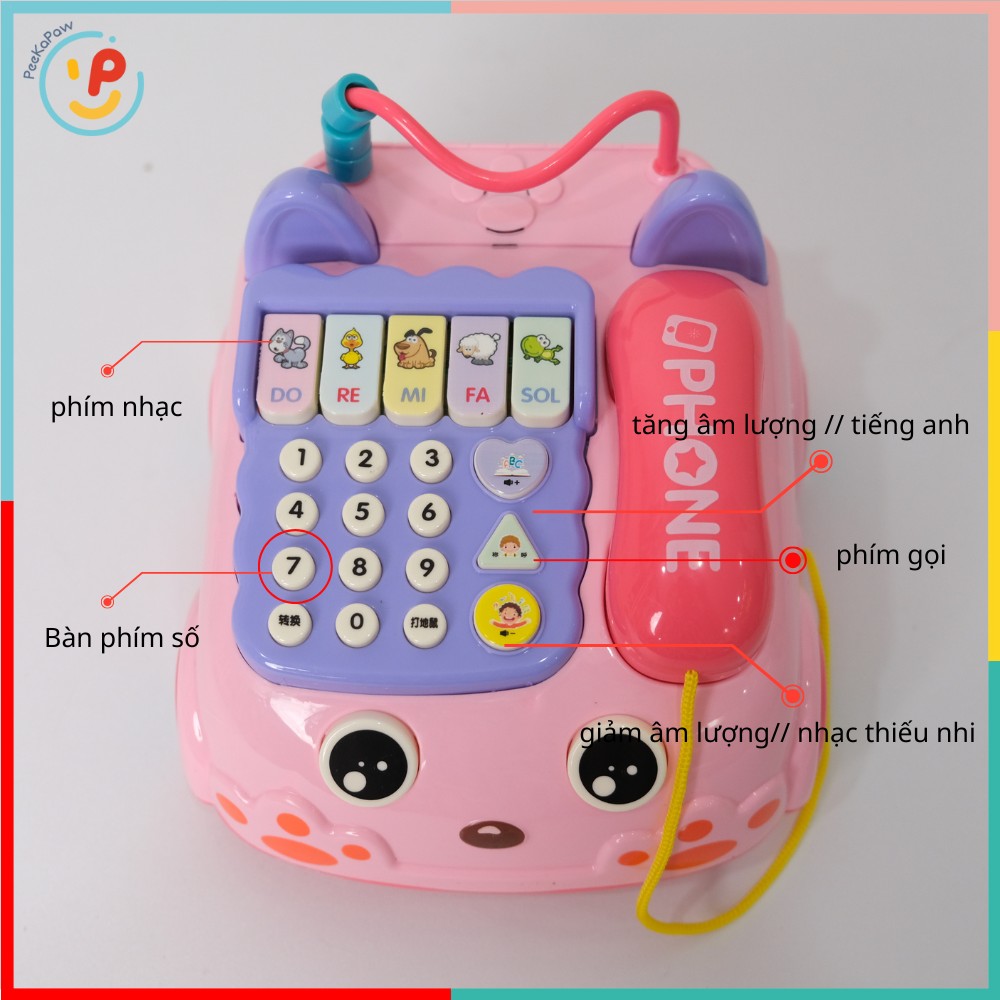 Điện Thoại Đồ Chơi Kết Hợp Piano Có Nhạc, Bàn Phím Số Cho Bé PeeKaPaw Toys