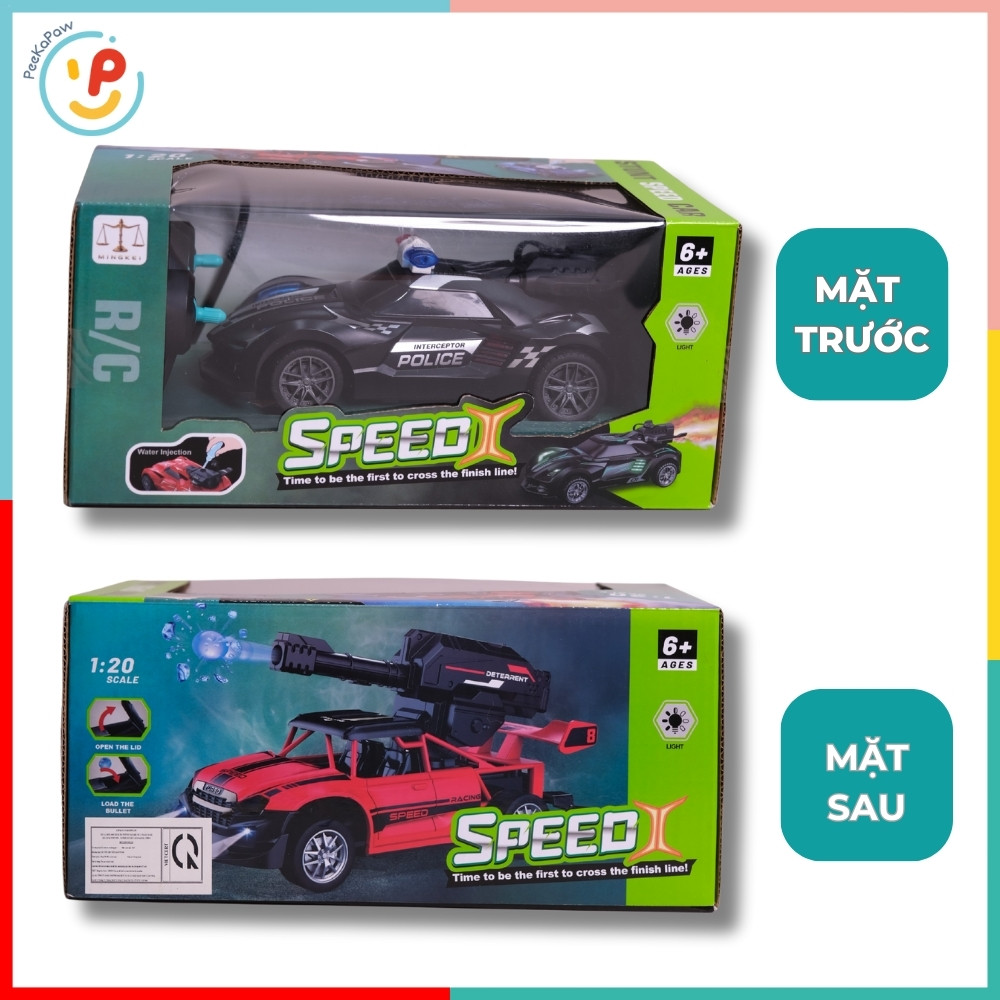 Xe cảnh sát điều khiển pin sạc có đèn phun khói 950-13A PeeKaPaw Toys