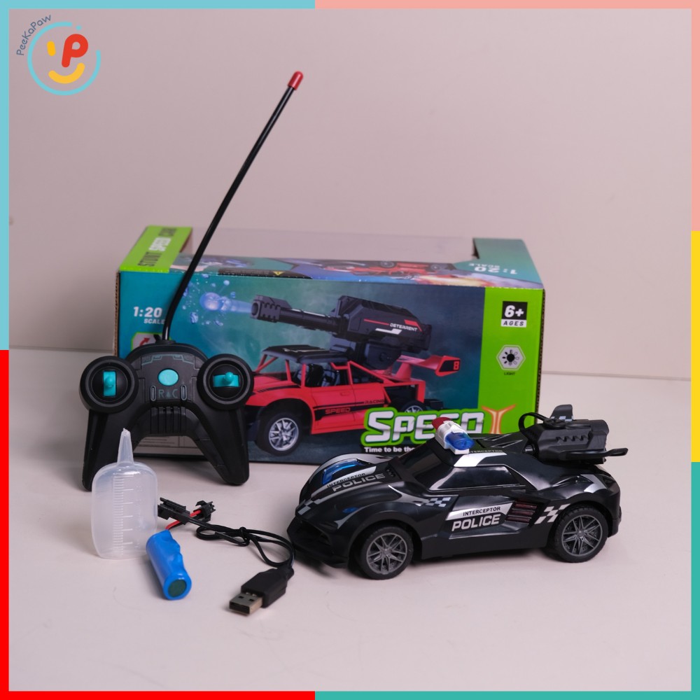Xe cảnh sát điều khiển pin sạc có đèn phun khói 950-13A PeeKaPaw Toys