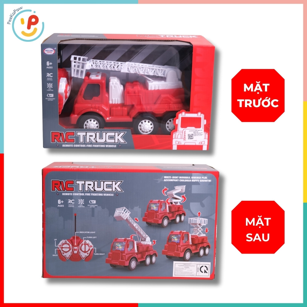 Xe cứu hoả thang nâng điều khiển từ xa pin sạc 9913 PeeKaPaw Toys