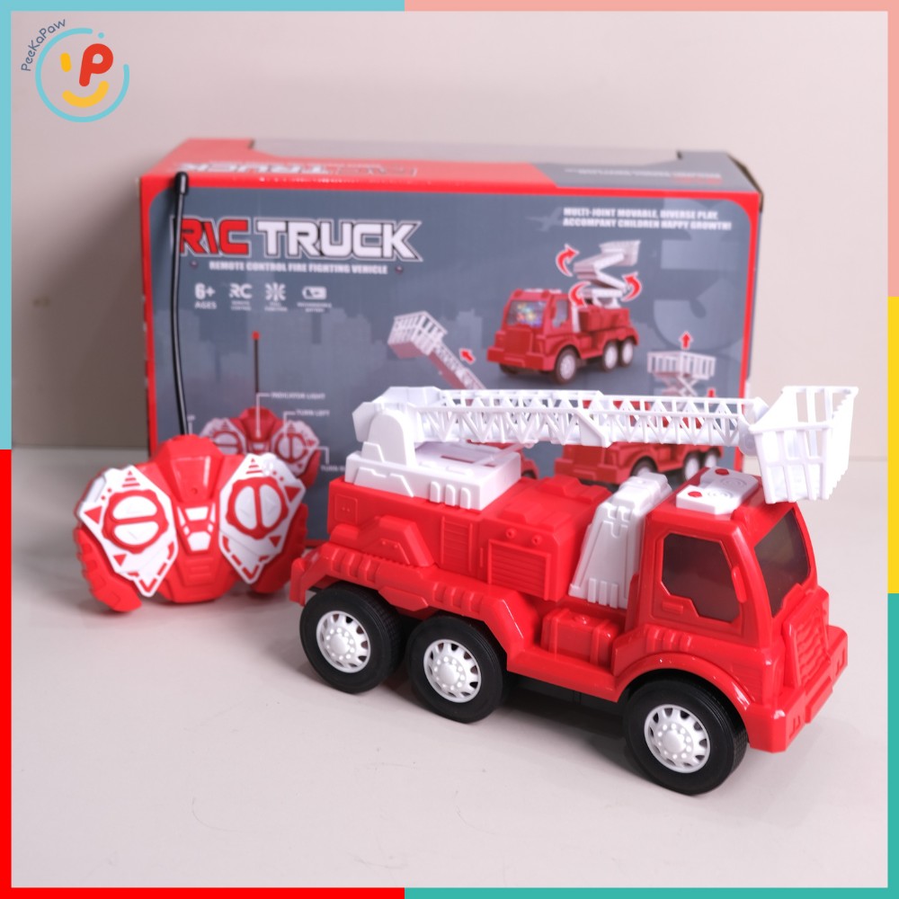 Xe cứu hoả thang nâng điều khiển từ xa pin sạc 9913 PeeKaPaw Toys