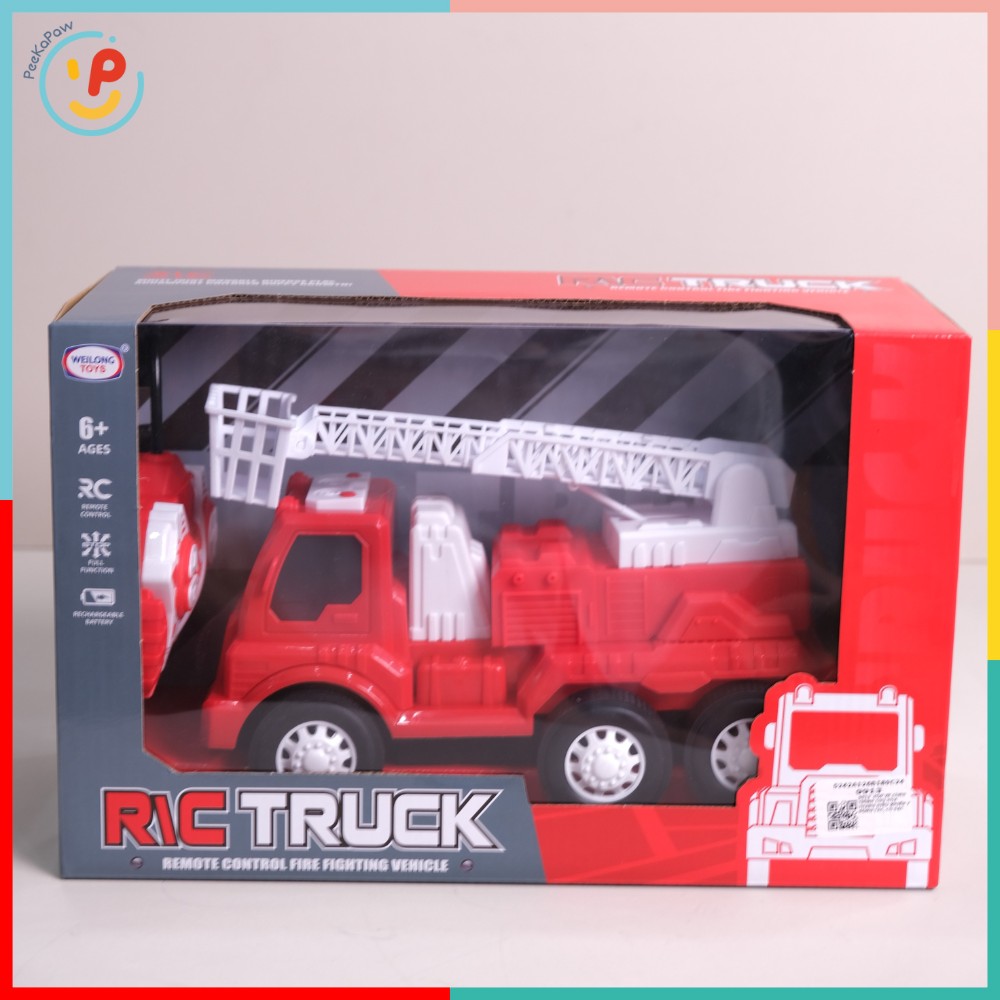 Xe cứu hoả thang nâng điều khiển từ xa pin sạc 9913 PeeKaPaw Toys