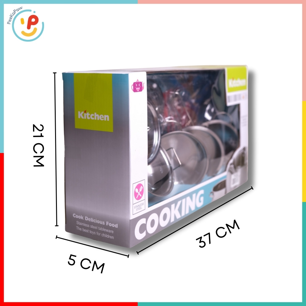 Đồ chơi nấu ăn bộ bếp chất liệu inox 555-002 PeeKaPaw Toys