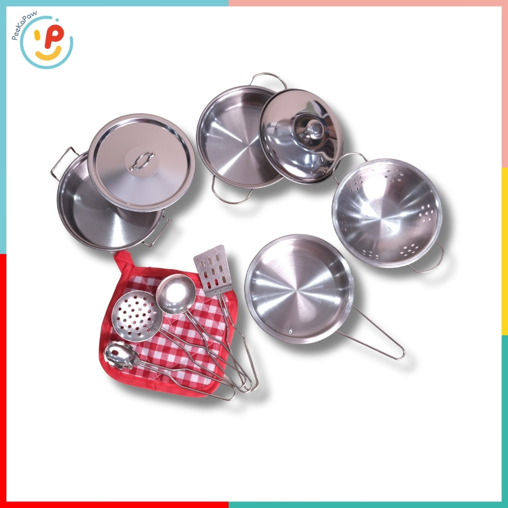 Đồ chơi nấu ăn bộ bếp chất liệu inox 555-002 PeeKaPaw Toys