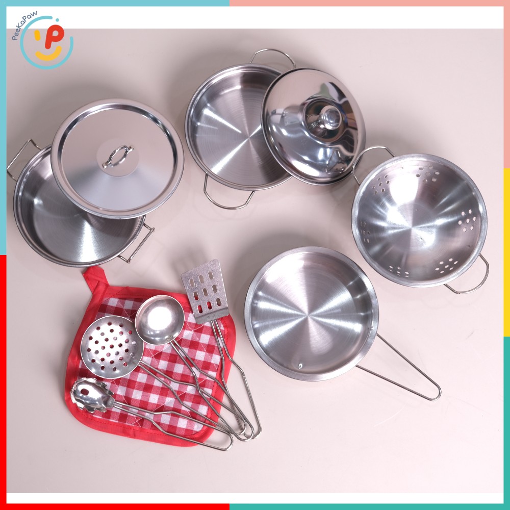 Đồ chơi nấu ăn bộ bếp chất liệu inox 555-002 PeeKaPaw Toys
