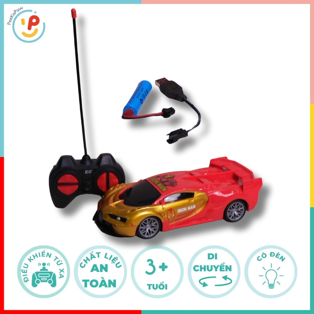 Xe Iron Man điều khiển từ xa pin sạc 186B PeeKaPaw Toys