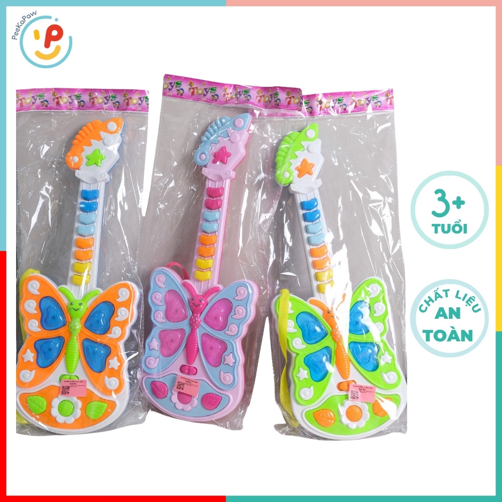 Đàn guitar đồ chơi hình bướm dễ thương cho bé học âm nhạc 663 PeeKaPaw Toys