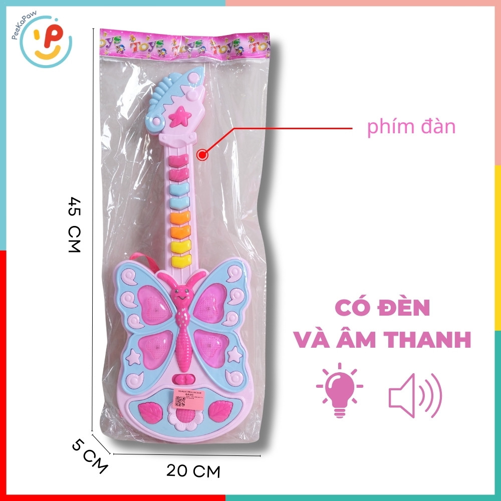 Đàn guitar đồ chơi hình bướm dễ thương cho bé học âm nhạc 663 PeeKaPaw Toys