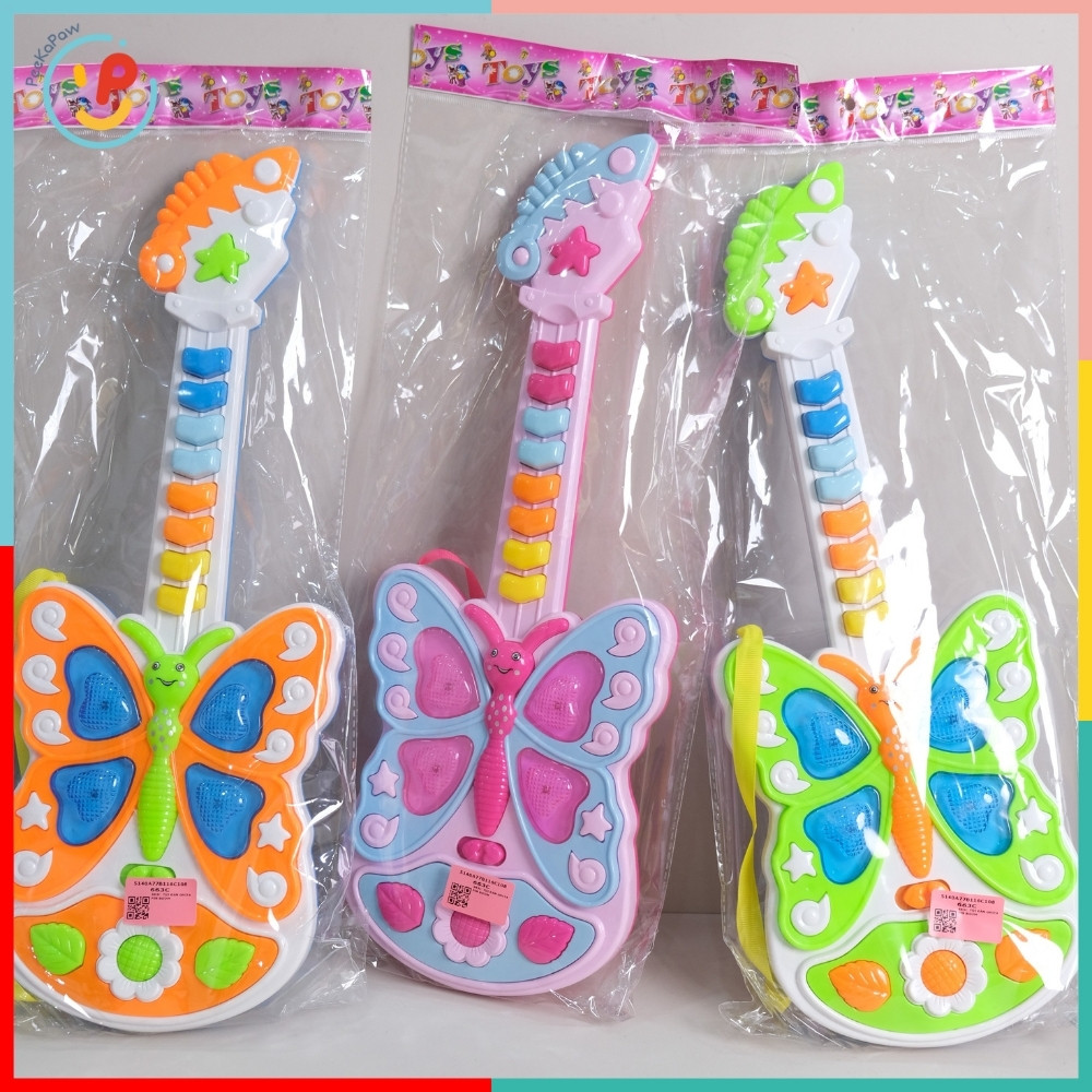 Đàn guitar đồ chơi hình bướm dễ thương cho bé học âm nhạc 663 PeeKaPaw Toys