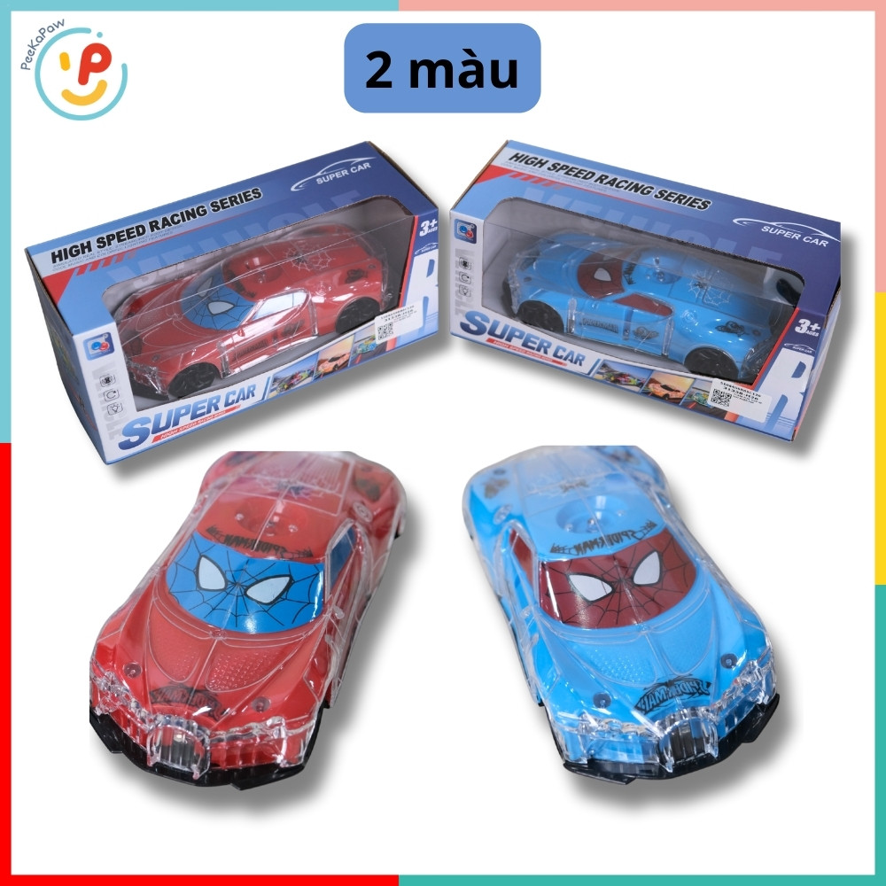 Xe hơi Spiderman Người nhện có đèn LED chạy pin 31338 PeeKaPaw Toys