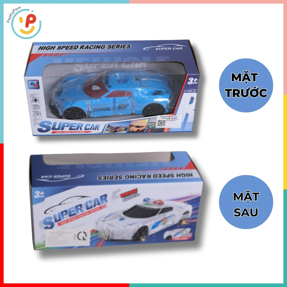 Xe hơi Spiderman Người nhện có đèn LED chạy pin 31338 PeeKaPaw Toys