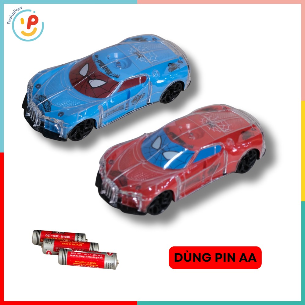 Xe hơi Spiderman Người nhện có đèn LED chạy pin 31338 PeeKaPaw Toys