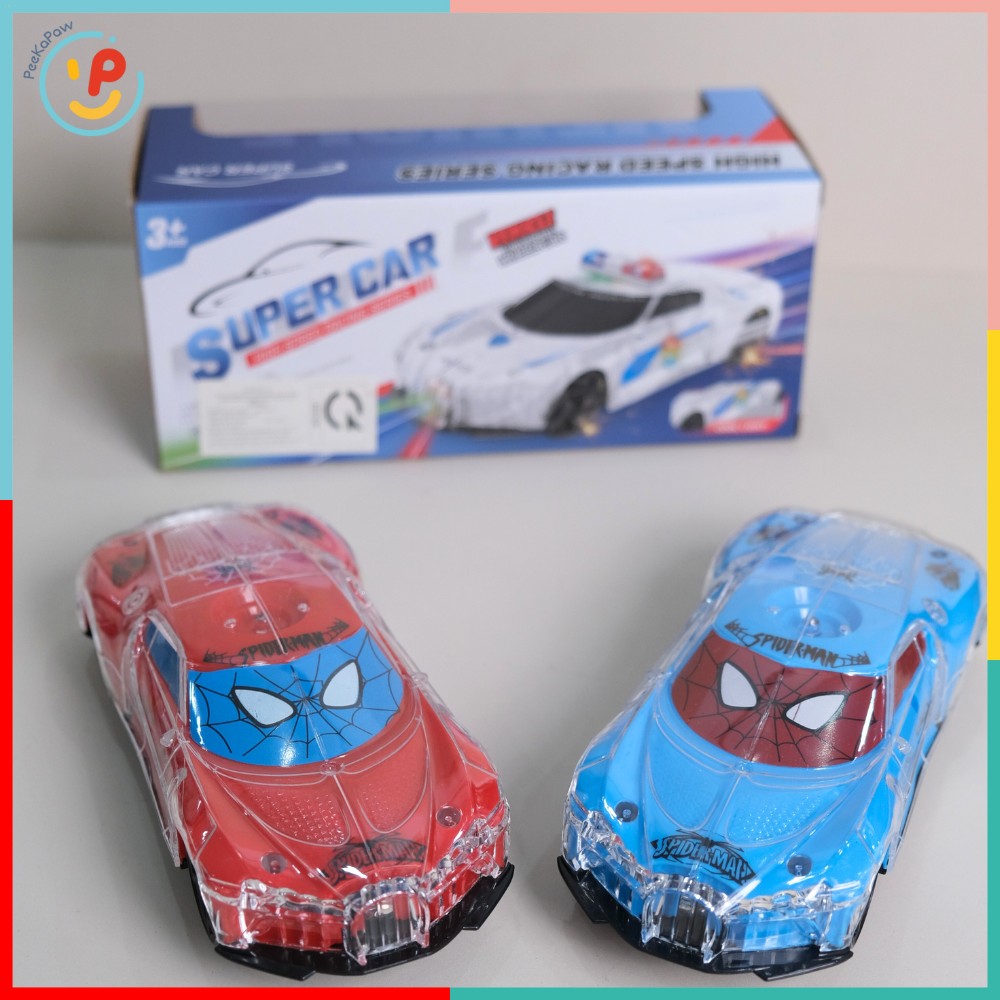 Xe hơi Spiderman Người nhện có đèn LED chạy pin 31338 PeeKaPaw Toys