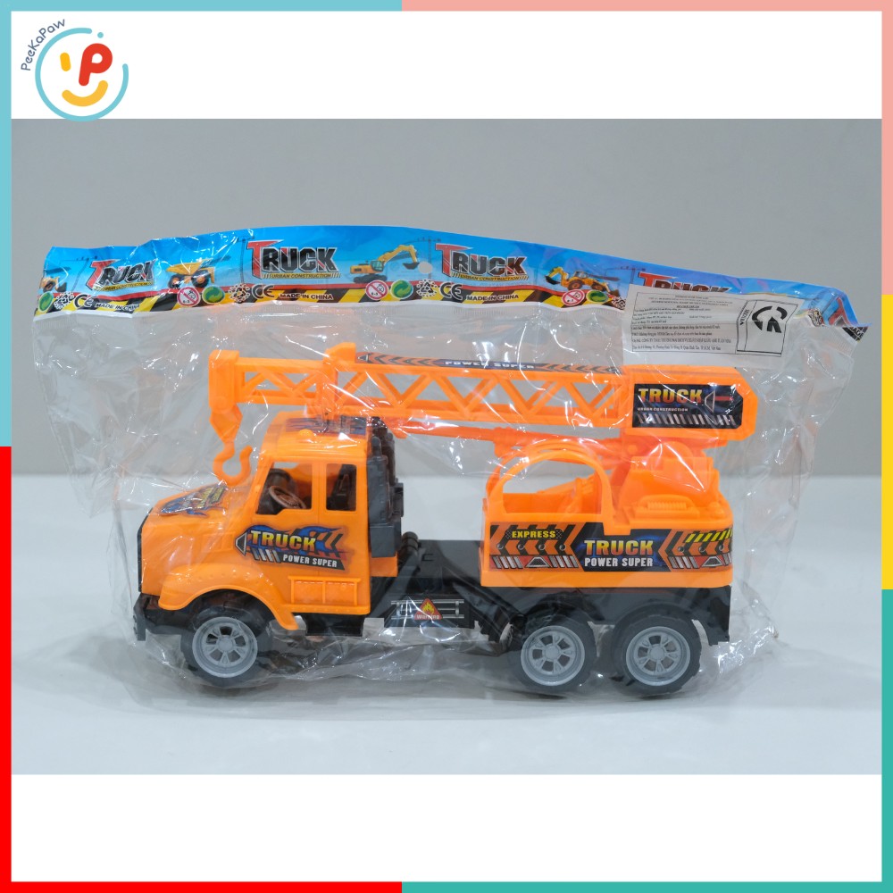 Xe Công Trình Chạy Trớn 35cm Xe Cẩu Xe Xúc Đẩy Nhẹ Cho Bé 3 Tuổi PeeKaPaw Toys