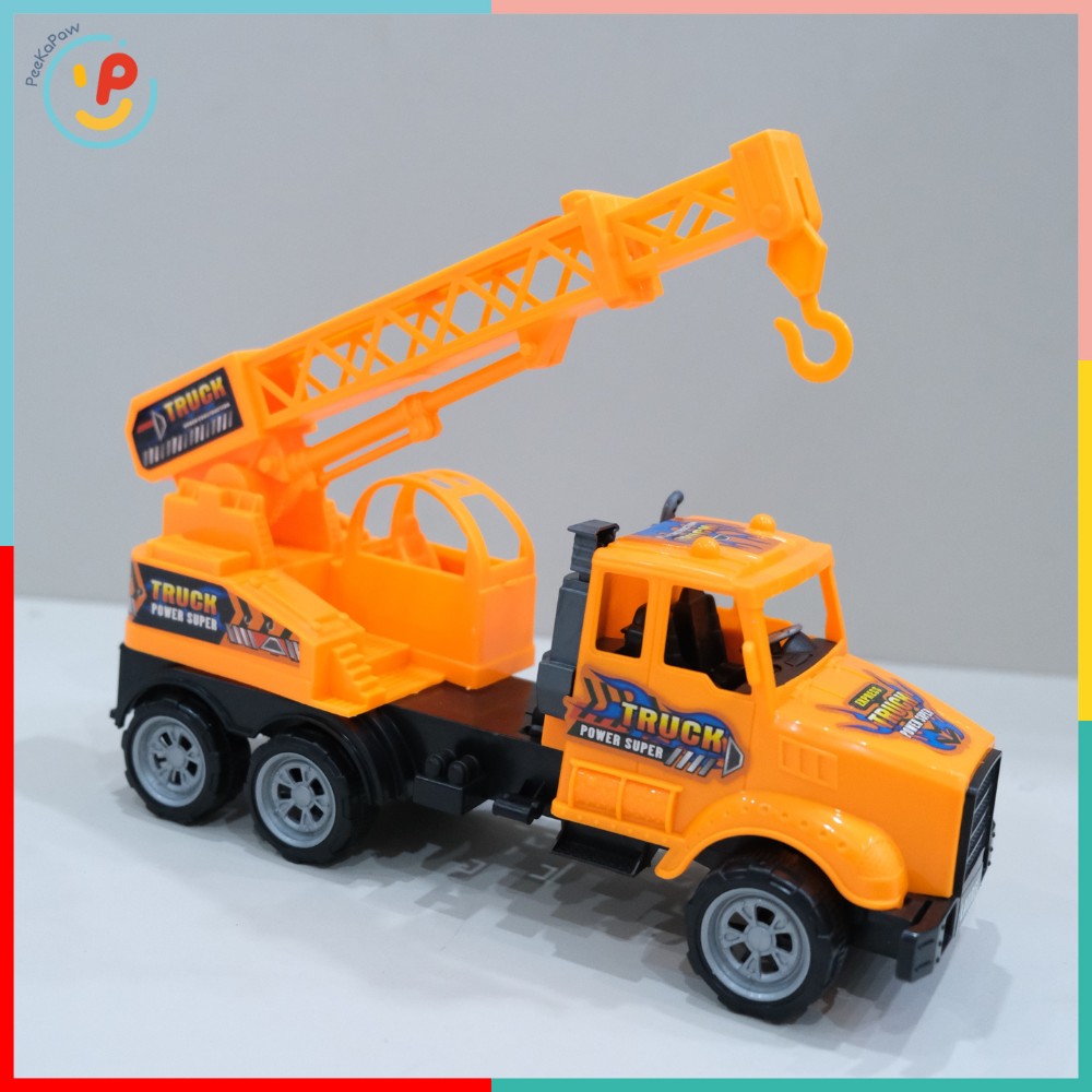 Xe Công Trình Chạy Trớn 35cm Xe Cẩu Xe Xúc Đẩy Nhẹ Cho Bé 3 Tuổi PeeKaPaw Toys