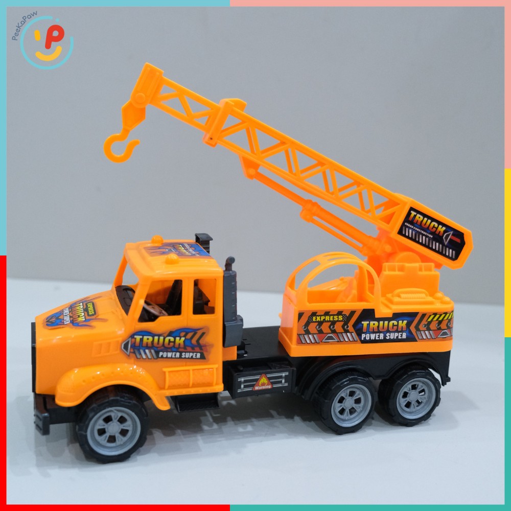 Xe Công Trình Chạy Trớn 35cm Xe Cẩu Xe Xúc Đẩy Nhẹ Cho Bé 3 Tuổi PeeKaPaw Toys