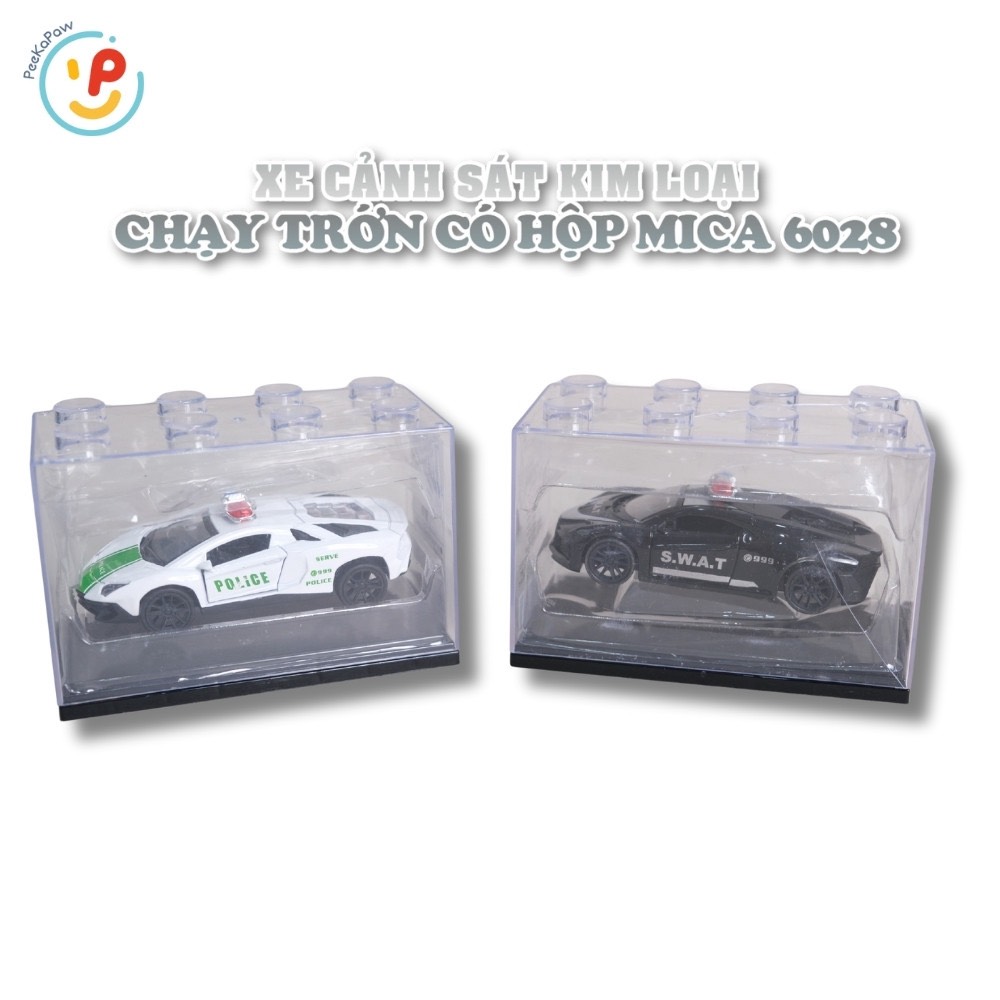 Xe cảnh sát kim loại chạy trớn có hộp mica 6028