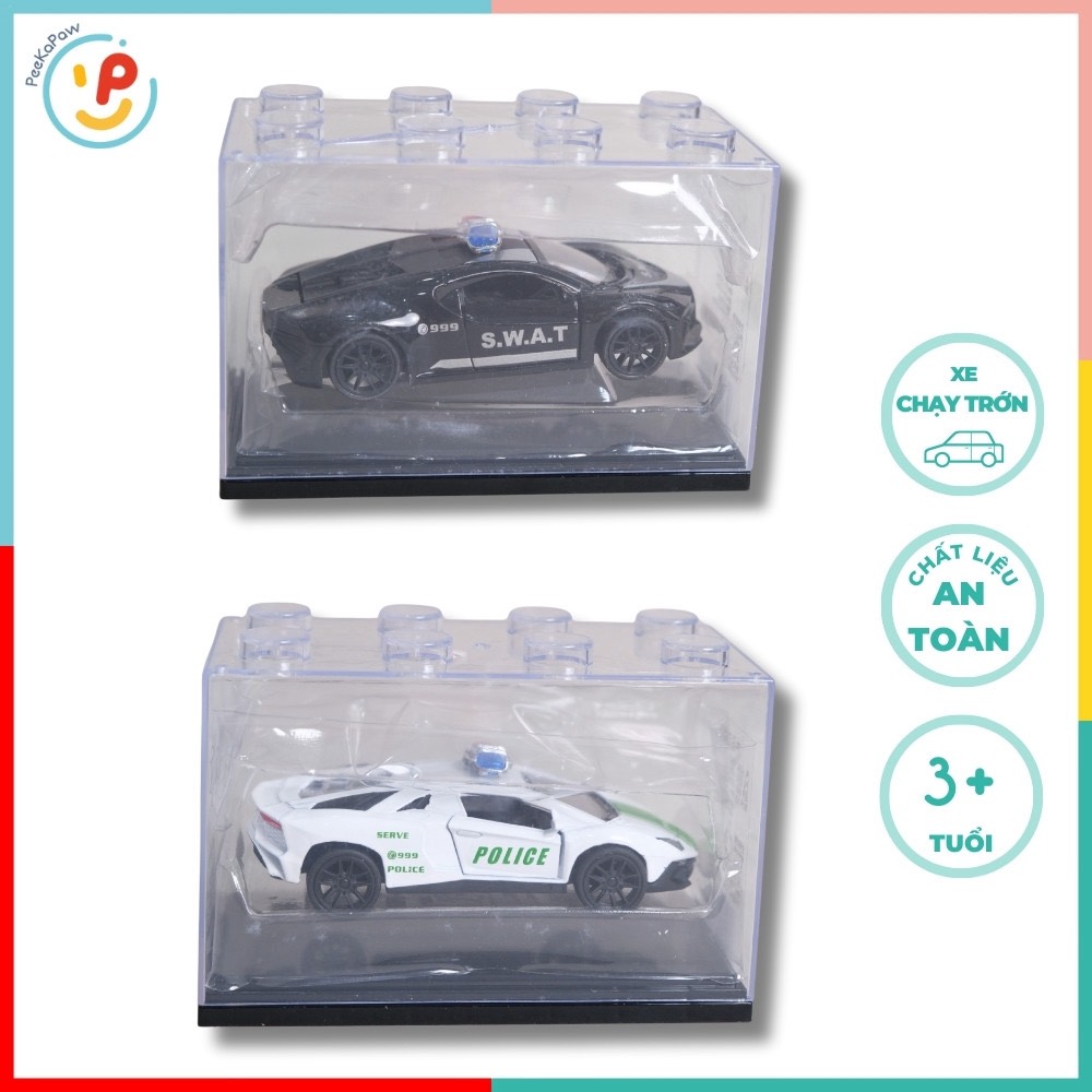 Xe cảnh sát kim loại chạy trớn có hộp mica 6028
