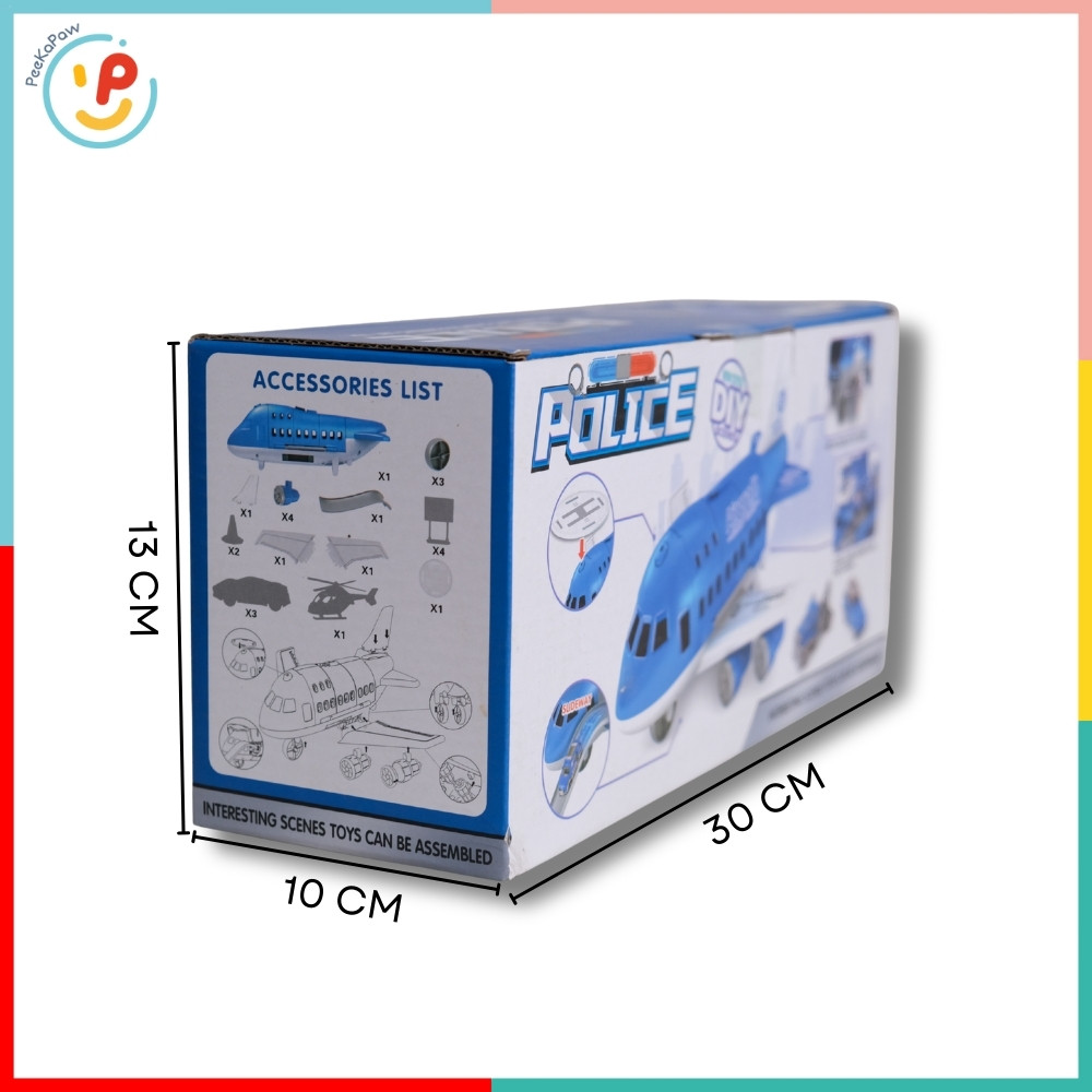 Máy bay xe tuần tra cảnh sát SQ08-4A sân bay cảnh sát PeeKaPaw Toys