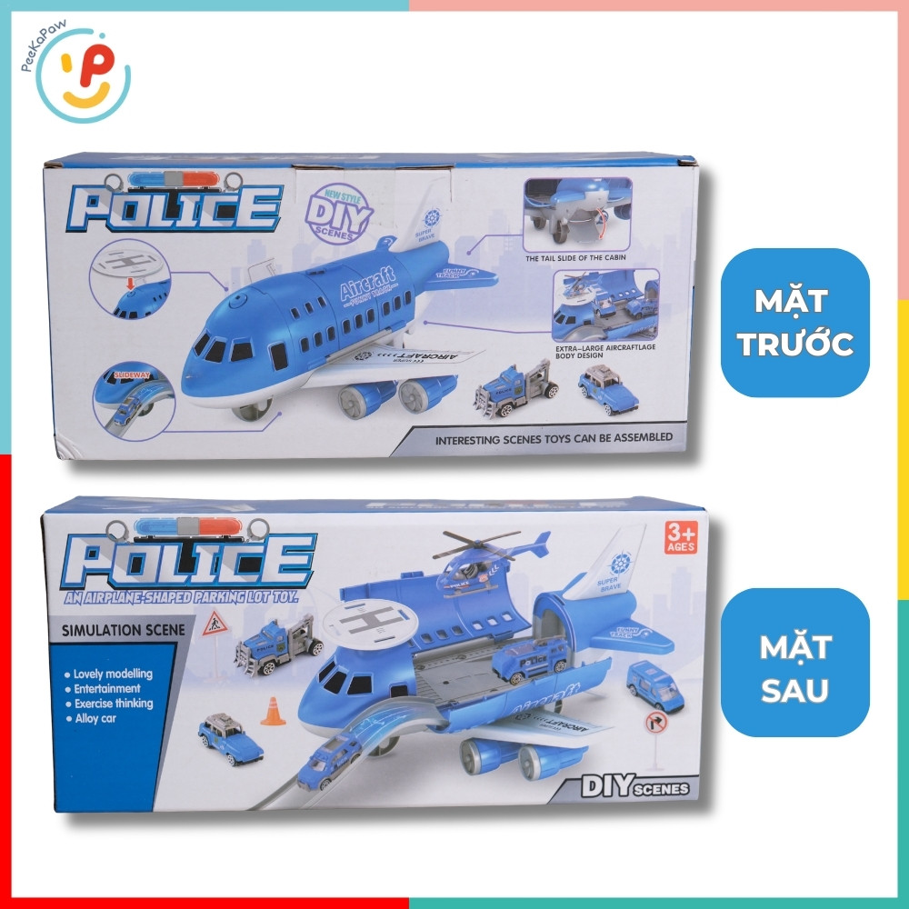 Máy bay xe tuần tra cảnh sát SQ08-4A sân bay cảnh sát PeeKaPaw Toys