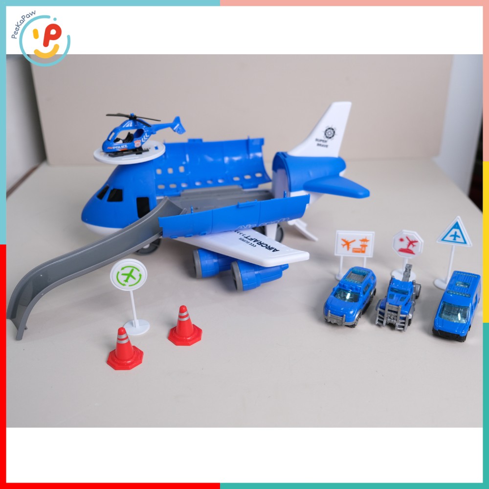 Máy bay xe tuần tra cảnh sát SQ08-4A sân bay cảnh sát PeeKaPaw Toys