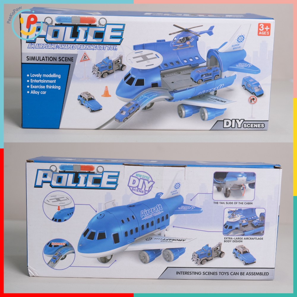 Máy bay xe tuần tra cảnh sát SQ08-4A sân bay cảnh sát PeeKaPaw Toys