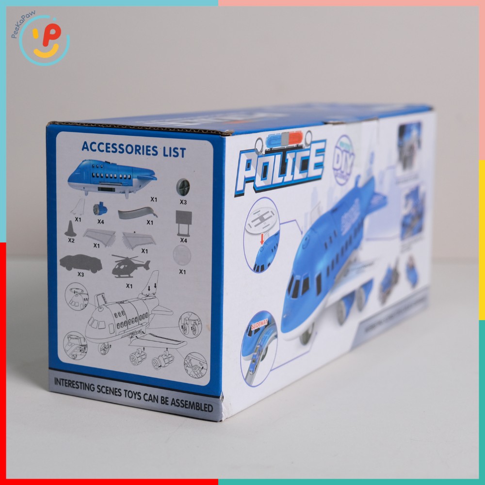 Máy bay xe tuần tra cảnh sát SQ08-4A sân bay cảnh sát PeeKaPaw Toys