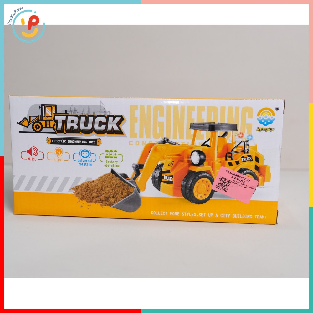 Xe công trình máy xúc chạy pin 777-51 có đèn và âm thanh PeeKaPaw Toys