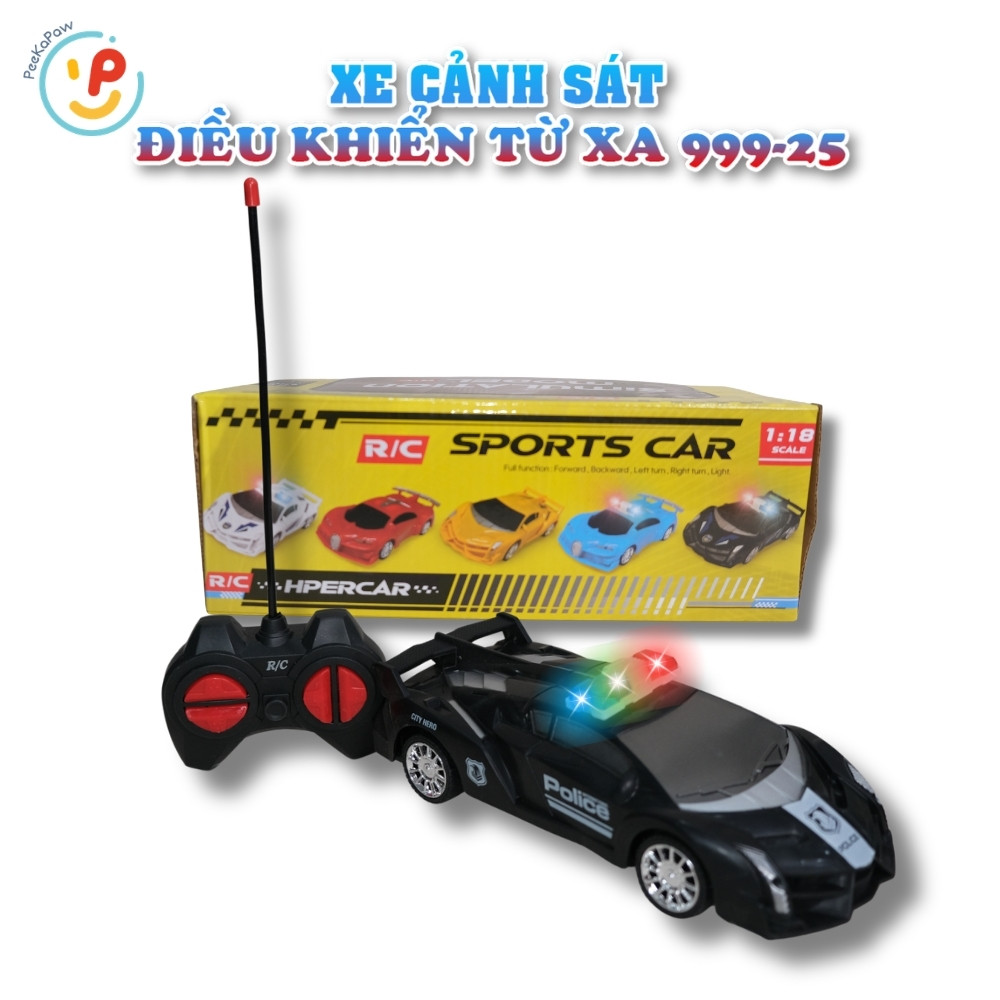 Xe cảnh sát điều khiển từ xa có đèn kiểu thể thao 999-25 PeeKaPaw Toys