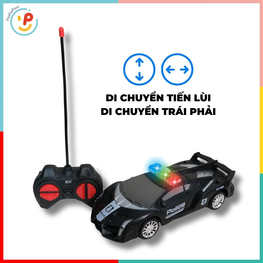Xe cảnh sát điều khiển từ xa có đèn kiểu thể thao 999-25 PeeKaPaw Toys