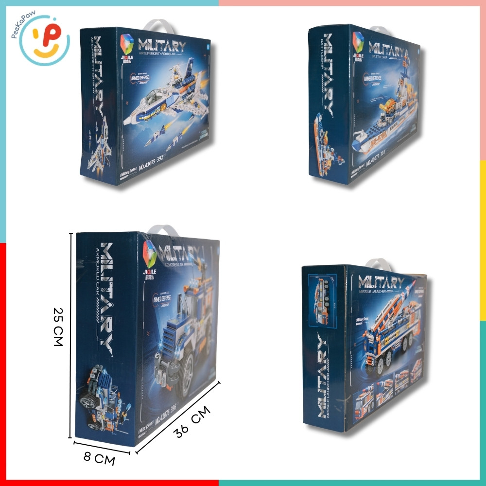Hộp đồ chơi xếp hình lắp ráp tàu chiến máy bay xe quận đội 400 chi tiết PeeKaPaw Toys