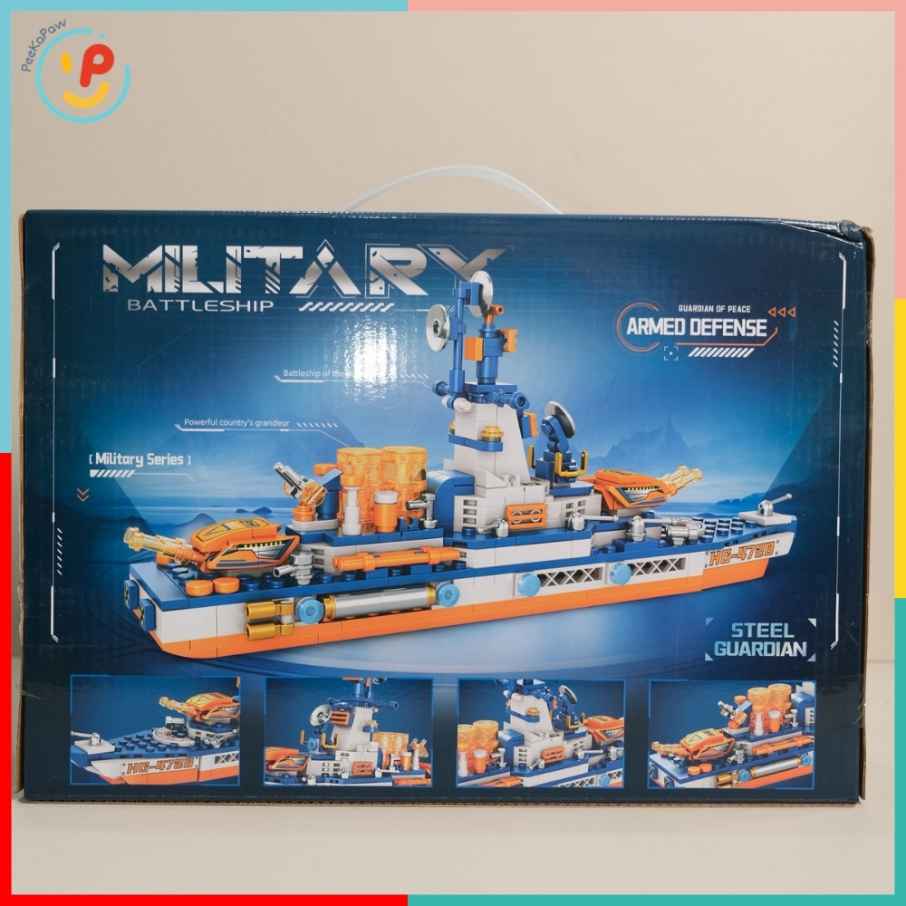Hộp đồ chơi xếp hình lắp ráp tàu chiến máy bay xe quận đội 400 chi tiết PeeKaPaw Toys