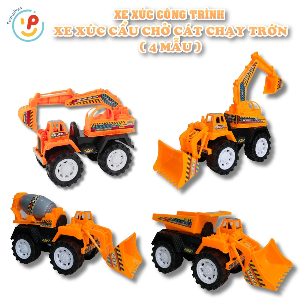 Xe công trình chạy đà trớn Xe xúc cẩu bồn chở cát PeeKaPaw Toys