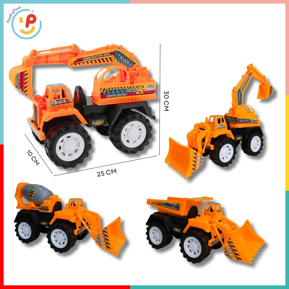 Xe công trình chạy đà trớn Xe xúc cẩu bồn chở cát PeeKaPaw Toys