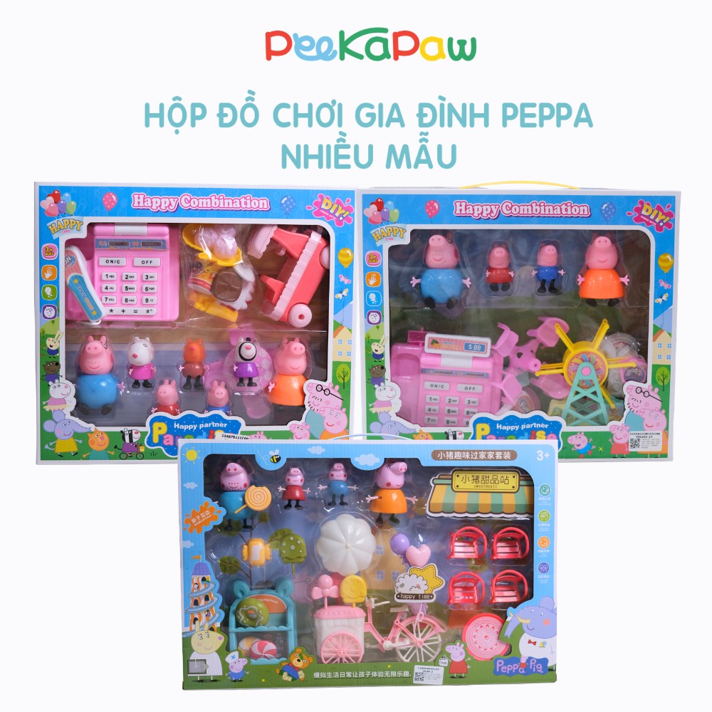 Đồ chơi mô hình gia đình heo hồng xe kem quầy bánh 2929-2 PeeKaPaw Toys