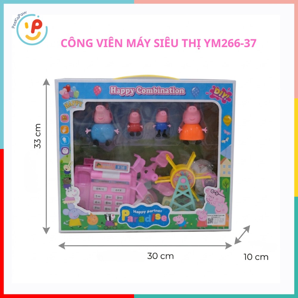 Đồ chơi mô hình gia đình heo hồng bán hàng công viên YM266-37 PeeKaPaw Toys