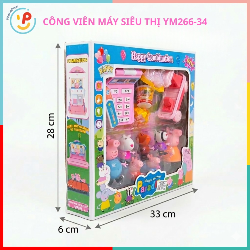 Đồ chơi gia đình Heo Hồng Peppa máy siêu thị và xe kem YM266-37 PeeKaPaw Toys