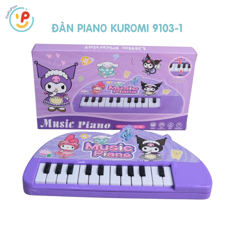 Đồ chơi đàn piano mini cho bé làm quen âm nhạc Kuromi tím 9103-1 PeeKaPaw Toys